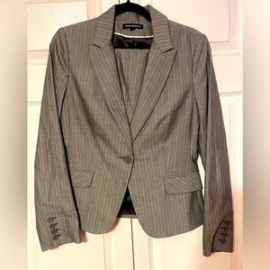 Gray with blue stripe skirt suit